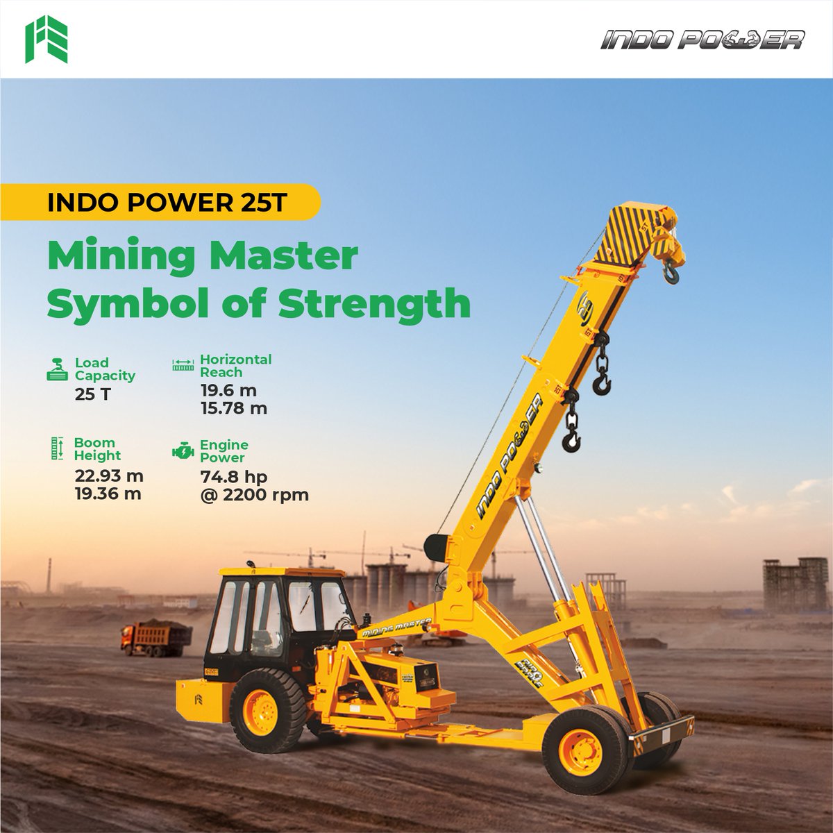 IndofarmTractor's tweet photo. Bring home the Indo Power 25T Mining Master and see true strength in action.

Reach out to us today, for crane enquiry or to join our dealer network Call: +91 78329 25001 | Visit: https://t.co/MPQ9ont8LY

#ThankYouKisaan #IndiaKaIndoFarm #IndoFarmTractors #IndiaKaTractor https://t.co/FbKPRFuiJ6