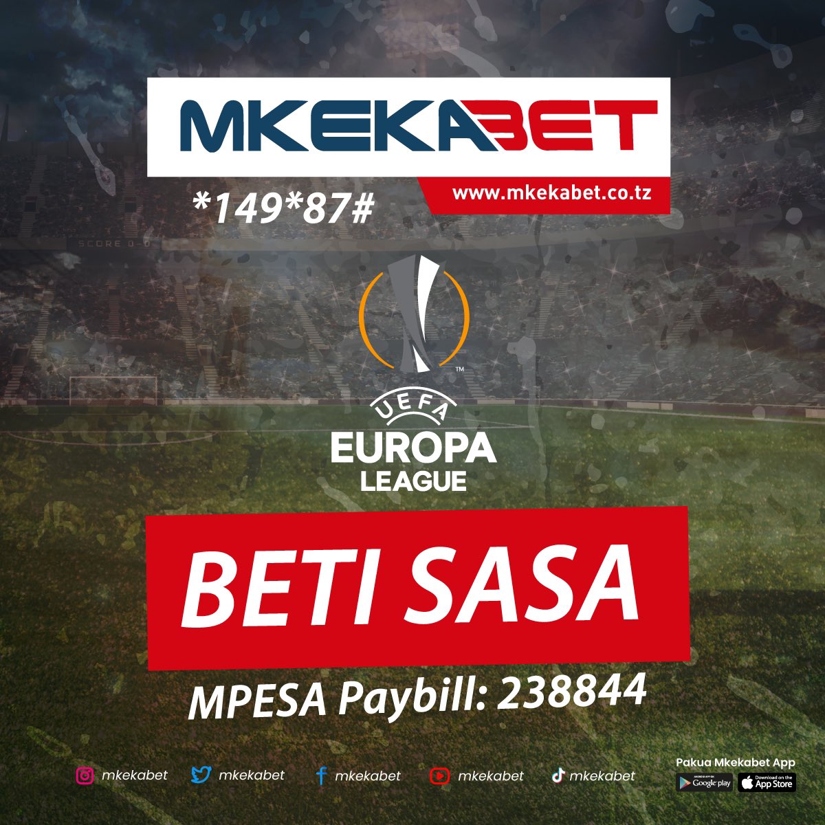 MkekaBet's tweet photo. Miongoni mwa timu zenye hali ya kutaka kufuzu mtoano EUROPA ni Arsenal na Man utd ambazo zimepewa ODD nzuri Leo tembelea ganda la ndizi ukae vizuri siku ya Leo 
Tembelea 
www.mkeka https://t.co/XKBgrAvwN2 

#mkekabet #washindiwalipo https://t.co/WvMHIqIsjl