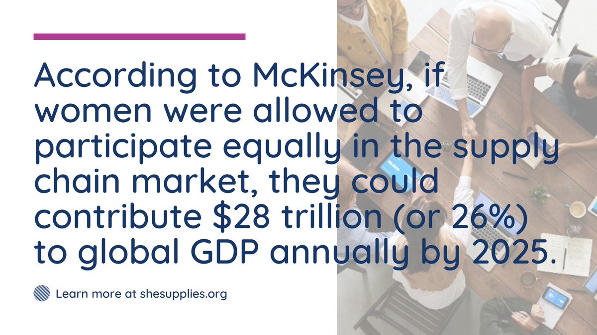 Increasing #equalrepresentation and thereby closing the #gendergap in businesses increases GDP. With a #collaborative approach #SheSupplies supports organizations to build sustainable #supplychains, where women and men have #equalopportunities, rights and access to resources.
