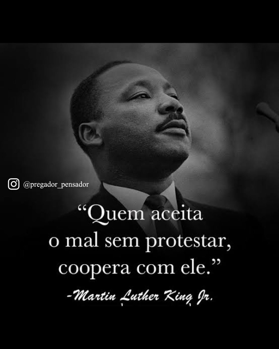 Quem aceita o mal sem protestar, coopera com ele. 
Martin Luther King
-
#martinlutherking #martinlutherkingjr #patriotismo #democracia #bibliasagrada #pregação #valorescristãos #valoresinegociáveis #pregadorpensador