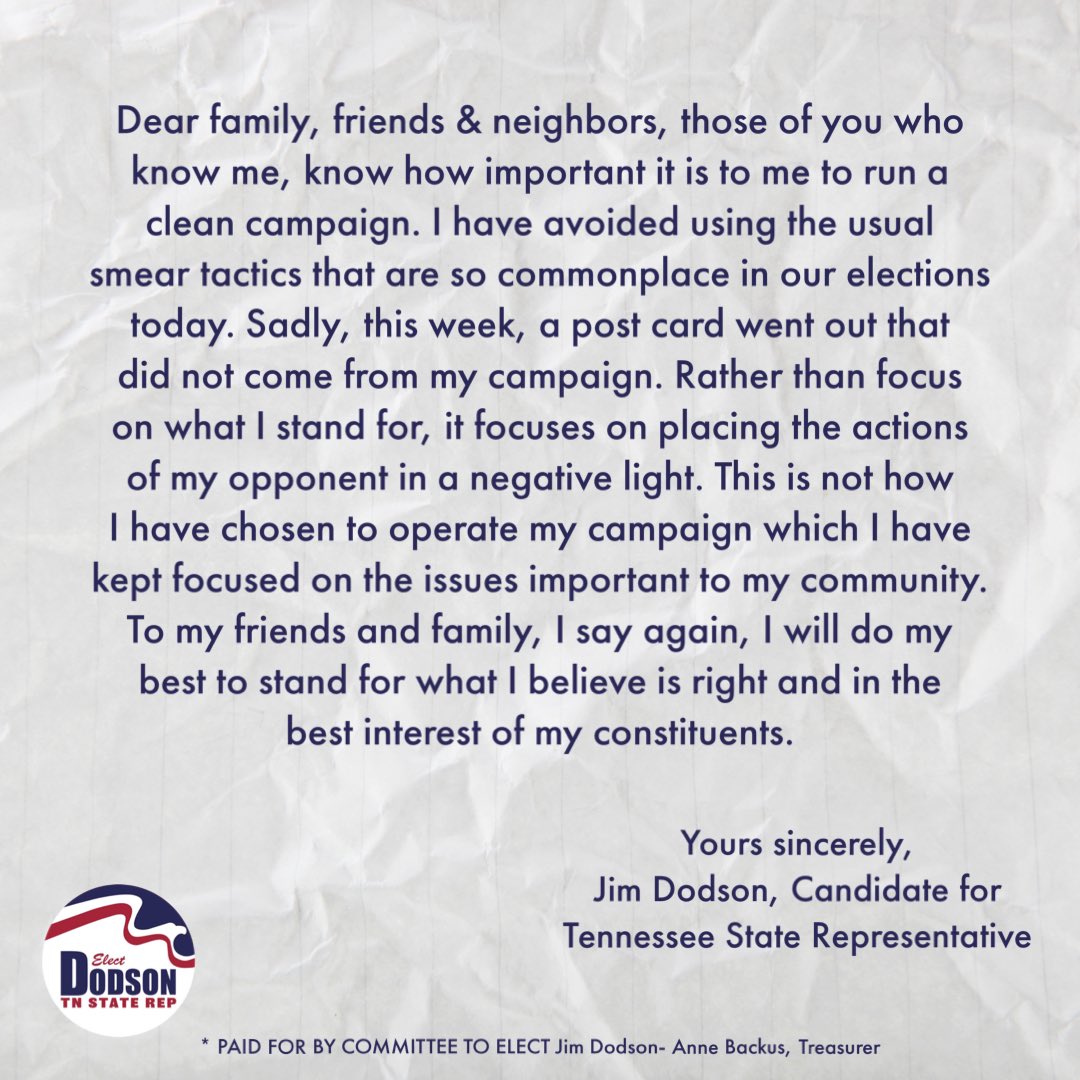 Jim Dodson for TN State Representative District 33 tweet media