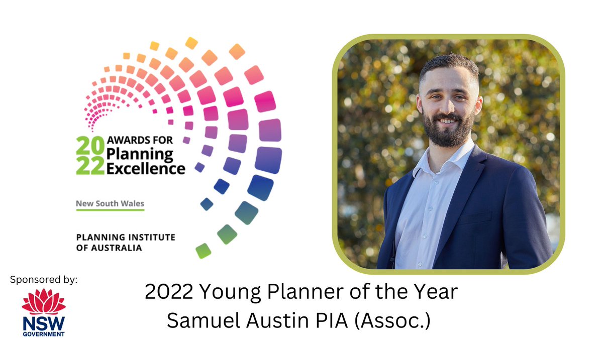 The 2022 Young Planner of the Year is Samuel Austin PIA (Assoc.) <a href="/JOCConsulting/">JOC Consulting</a>! Thank you for your contribution to the profession Sam, we can’t wait to see where your career takes you. #PIANSWAwards22