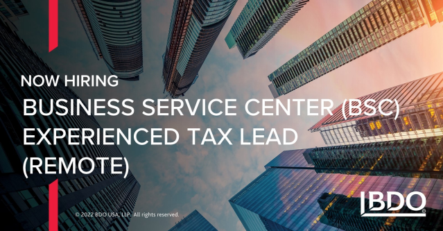 BearsFanMom85's tweet photo. Wanting to transition over to a remote position? Check out this new listing for a Business Service Center (BSC) Experienced Tax Lead (Remote) at @BDO_USA_Tax: #NowHiring #Careers #Remote https://t.co/erZTaNlwDK https://t.co/zuKqeIkyzM