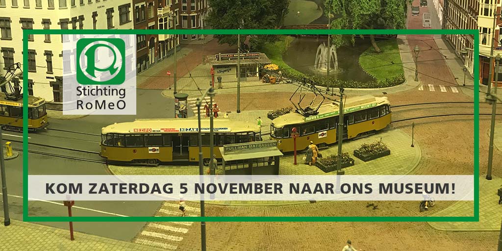Op zaterdag 5 november is de museumremise  voor het laatst in 2022 geopend met een aantal exclusieve attracties. Op de museumlijn 11 van/naar Rotterdam Centraal rijden bijzondere trams. Verder is een uniek diorama met rijdende trams te bekijken. Zie: bit.ly/3Ul6ngT