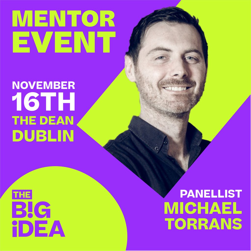 TheBigIdea_IRL's tweet photo. Announcing our panellists for the November 16th MENTOR EVENT sponsored by @DCCIreland!🥳

First up, we have @MickTorrans from @Accenture_irl!🙌

Mick is also... AMAZING!😃

There's still time to sign up for the event - REGISTER ON THE LINK!🚀
https://t.co/1o49ttlN2O https://t.co/d7Thg2kVt3