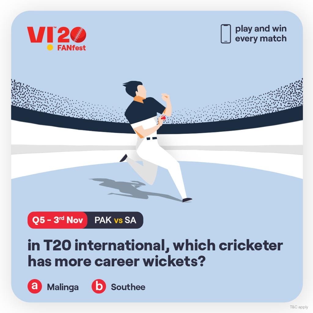 Your love for cricket could help you win big. Answer the #Vi20FANfest contest question and you could stand a chance to win an iPhone every match. #ContestAlert #PAKvsSA