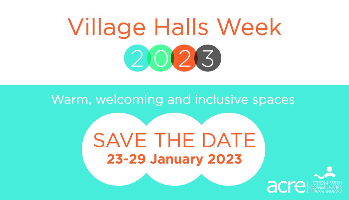 Save the date!

Village Halls Week 2023 will take place on the 23rd - 29th January 2023! <a href="/ACRE_national/">ACRE</a>