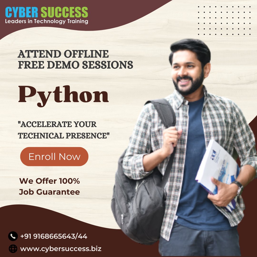 CyberSuccess_CS's tweet image. New Offline Batch of Python Coming Soon
Grab the opportunity of learning
Certification Course, 100% Job Guarantee.
For more updates
Call Us: +91- 9168665643
Visit Us: cybersuccess.biz
#pythoncourseinpune #pythontraininginstitute #pythontrainingcourse #cybersuccess