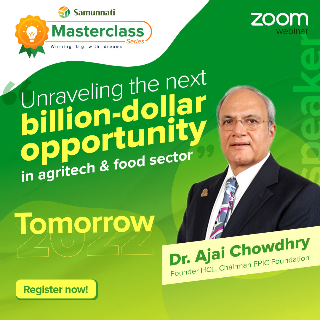 Have you registered for the Samunnati Masterclass?

Register by clicking this link: bit.ly/SMCS01.

#OpenAgriNetwork #Samunnati #WinningBigWithDreams #AgriTech #Foodtech #Agristartups #MasterclassSeries #Startups