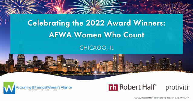 Searcysteph's tweet photo. Congratulations to the 2022 @AFWANational Women Who Count award winners! @RobertHalf’s Trina Allen and @Protiviti’s Tammy Mittelstaedt were proud to be featured session speakers and present during the conference’s Signature Awards gala! https://t.co/0Y7iER4k0x https://t.co/R5Fy9ErEWV