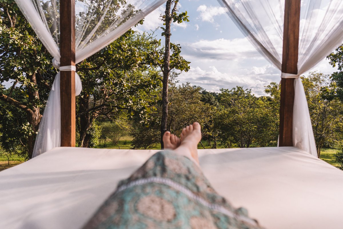 BushWalksCamps's tweet photo. Ahaspokuna is the only accommodation in Sri Lanka, and quite possibly in this part of the world, to have a full-fledged, independent Star Bed for each living space. luxurious four-poster bed, set on a wooden deck, is a wonderful place during the day to curl up with a book. https://t.co/fZ4QlxCI3Q
