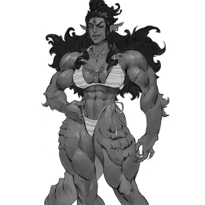 A sketch of a strong and majestic woman  