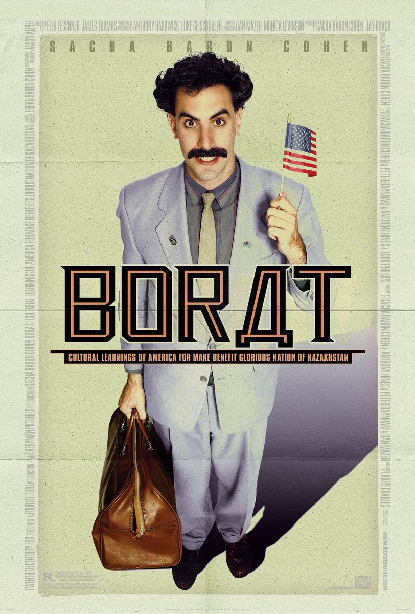 UJStrikesBack's tweet photo. Happy 16th Anniversary to Borat! 🥳🎉
#Borat @SachaBaronCohen @pamelaanderson #DanMazer #ToddPhillips @larrycharlesism @BoratSagdiyev https://t.co/l6mN2kQOu1