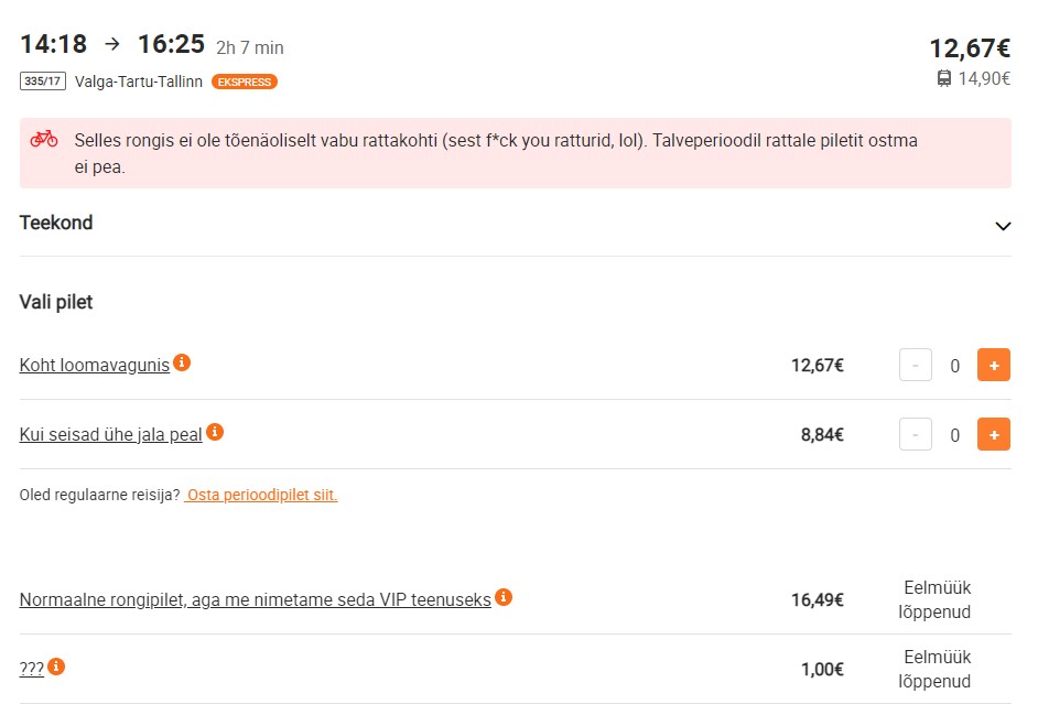 Tähelepanu! Uuendasime aususe huvides oma piletipoliitikat.