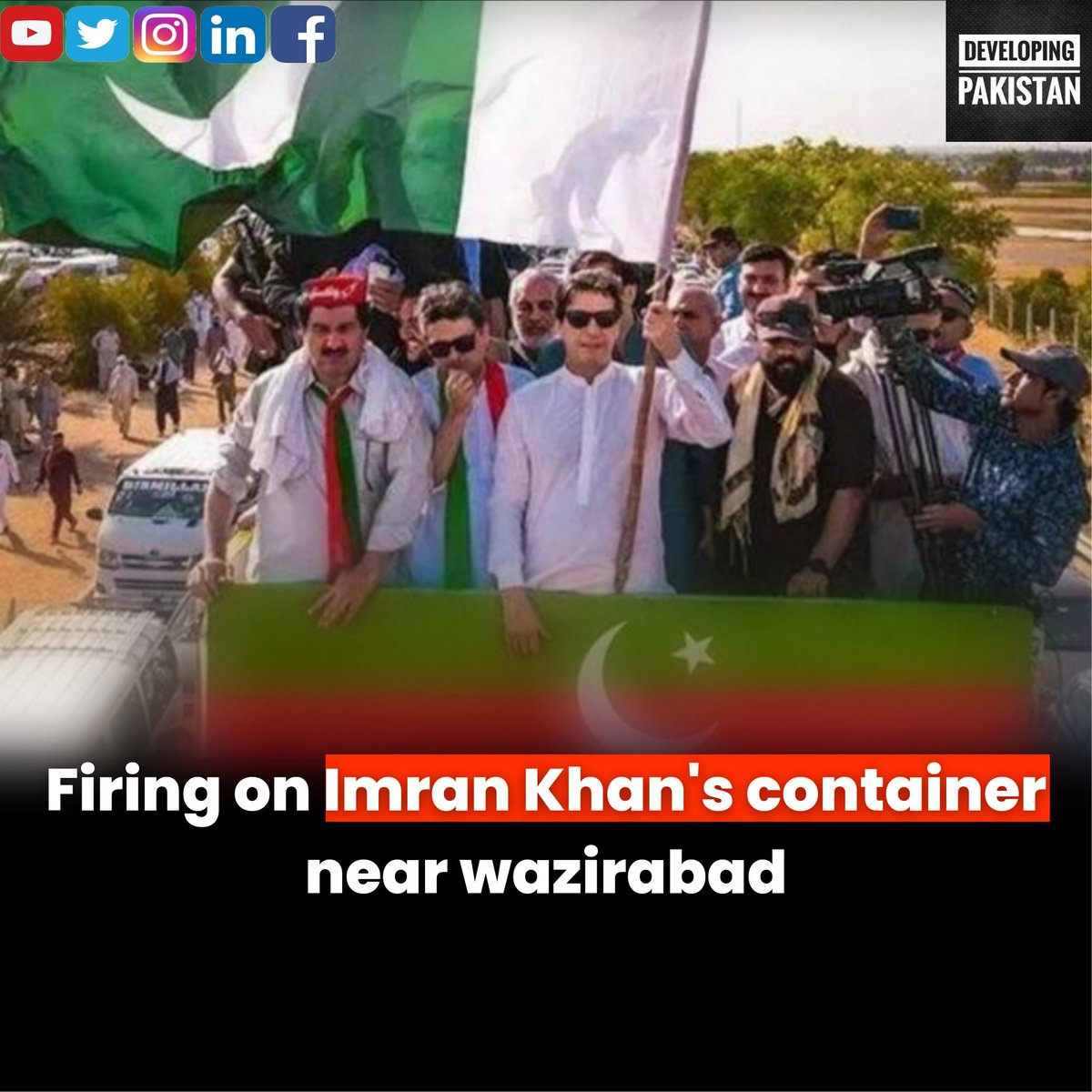 kodefied's tweet photo. Firing incident occurred near Imran Khan's container in Long March

#DevelopingPakistan #LongMarch #imrankhanPTI #ImranKhanLongMarch #ImranKhan https://t.co/RQO8WeyFex