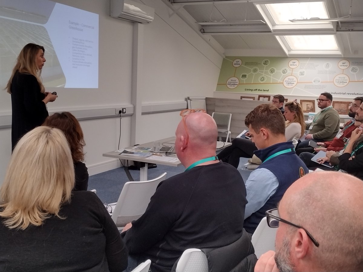 BioYorkshire's tweet photo. What can you do with heat and CO2 generated by AD? Grow food! Interesting to hear from @DistrictEating and their work in this sector #ADSIG #food https://t.co/0KBadaqSq0