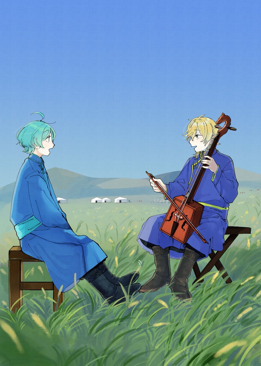 薫&amp;奏汰と世界の衣装アンソロジー『せかいのうろこたち』にて寄稿させて頂いたイラストです✈️
素敵なアンソロ企画をありがとうございました！
参加できて楽しかったです🌐🏄
#せかいのうろこたち