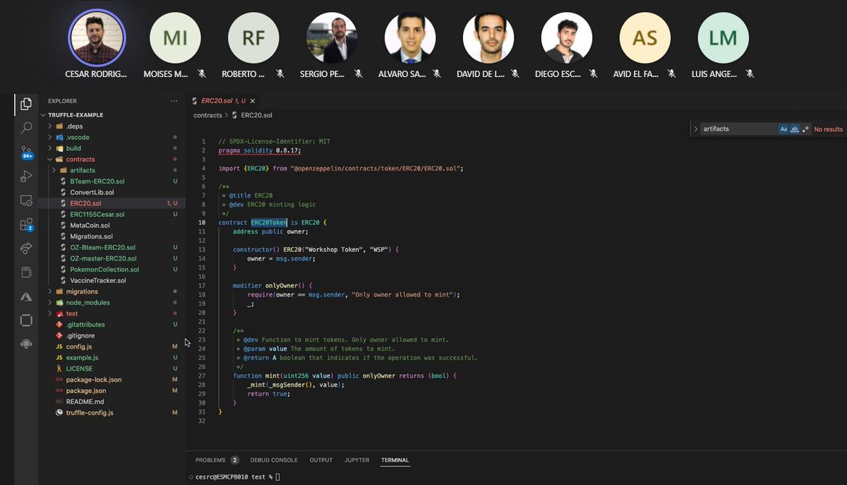 Hoy tenemos a nuestros expertos <a href="/Diegoescalonaro/">Diego Escalona</a> y <a href="/cesssRC/">César Rodríguez Cerro</a> del equipo de Blockchain de <a href="/TelefonicaTech/">Telefónica Tech</a> enseñando a empleados de <a href="/Telefonica/">Telefónica</a> desarrollo avanzado de smart contracts con Solidity (buenas prácticas, herramientas de desarrollo y testing, ataques conocidos...) #Web3