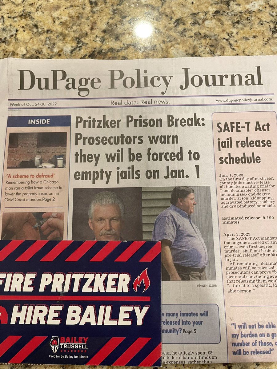 blaj174brit's tweet photo. When you vote, remember who signed a bill that even most Democrats agree will make IL less safe. The exodus out of the City of Chicago to the Suburbs and to safer Southern States will accelerate come Jan 1st thanks to @GovPritzker.  @Awake_IL @DarrenBaileyIL https://t.co/8brYMEAm6Q