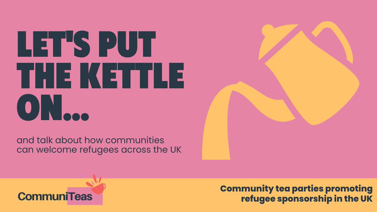 Reset Communities for Refugees 🧡 (@resetukorg) on Twitter photo We're so excited to start launching our next big campaign.
But, to get the kettle brewing, we need tea...
We want to get communities connecting over cuppas next year & need help to do this!
Could you help? <a href="/PGtips/">PG tips</a> <a href="/Pukkaherbs/">Pukka Herbs</a> <a href="/YorkshireTea/">Yorkshire Tea</a> <a href="/clipperteas/">Clipper Teas</a> <a href="/tetleyuk/">Tetley UK</a> <a href="/TwiningsUK/">Twinings UK</a> We're so excited to start launching our next big campaign.
But, to get the kettle brewing, we need tea...
We want to get communities connecting over cuppas next year & need help to do this!
Could you help? <a href="/PGtips/">PG tips</a> <a href="/Pukkaherbs/">Pukka Herbs</a> <a href="/YorkshireTea/">Yorkshire Tea</a> <a href="/clipperteas/">Clipper Teas</a> <a href="/tetleyuk/">Tetley UK</a> <a href="/TwiningsUK/">Twinings UK</a>