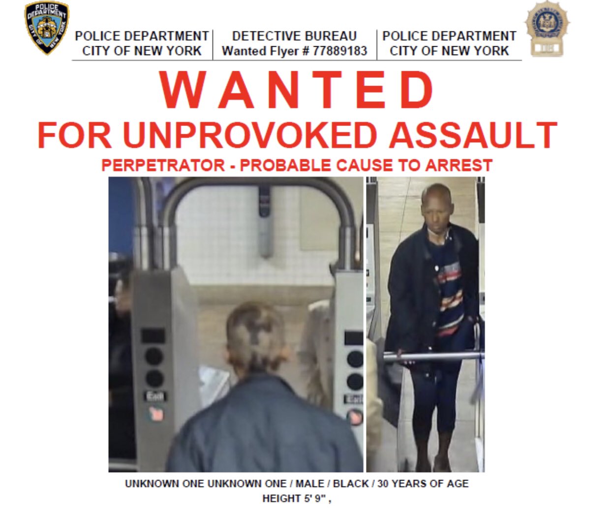 NYPD 110th Precinct on Twitter "🚨WANTED🚨FOR UNPROVOKED ASSAULT