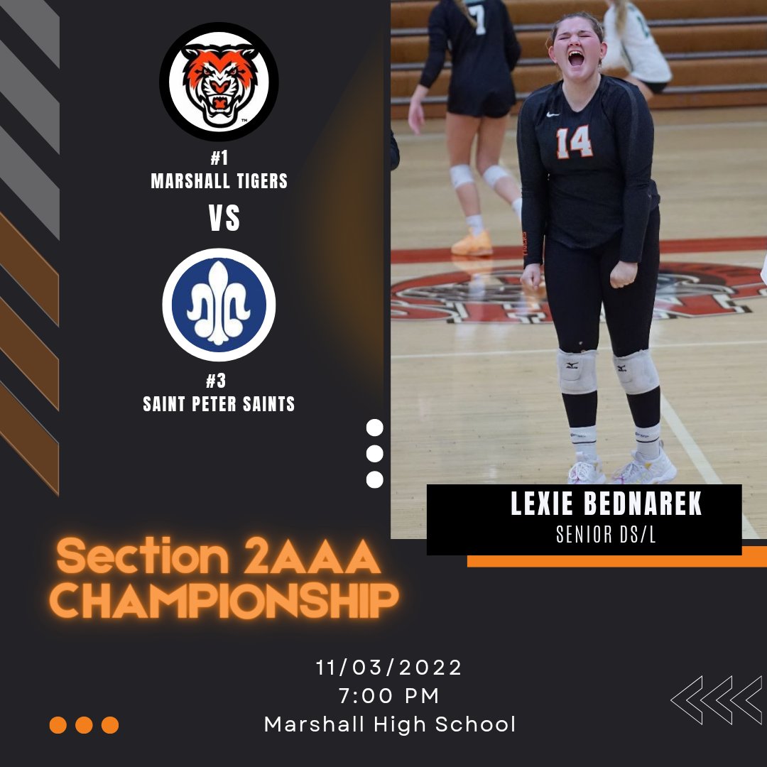 TONIGHT!  Section 2AAA Championship at MHS Gym.  Your Marshall Tigers will take on the Saints from St. Peter !  #PawsUp at 7PM