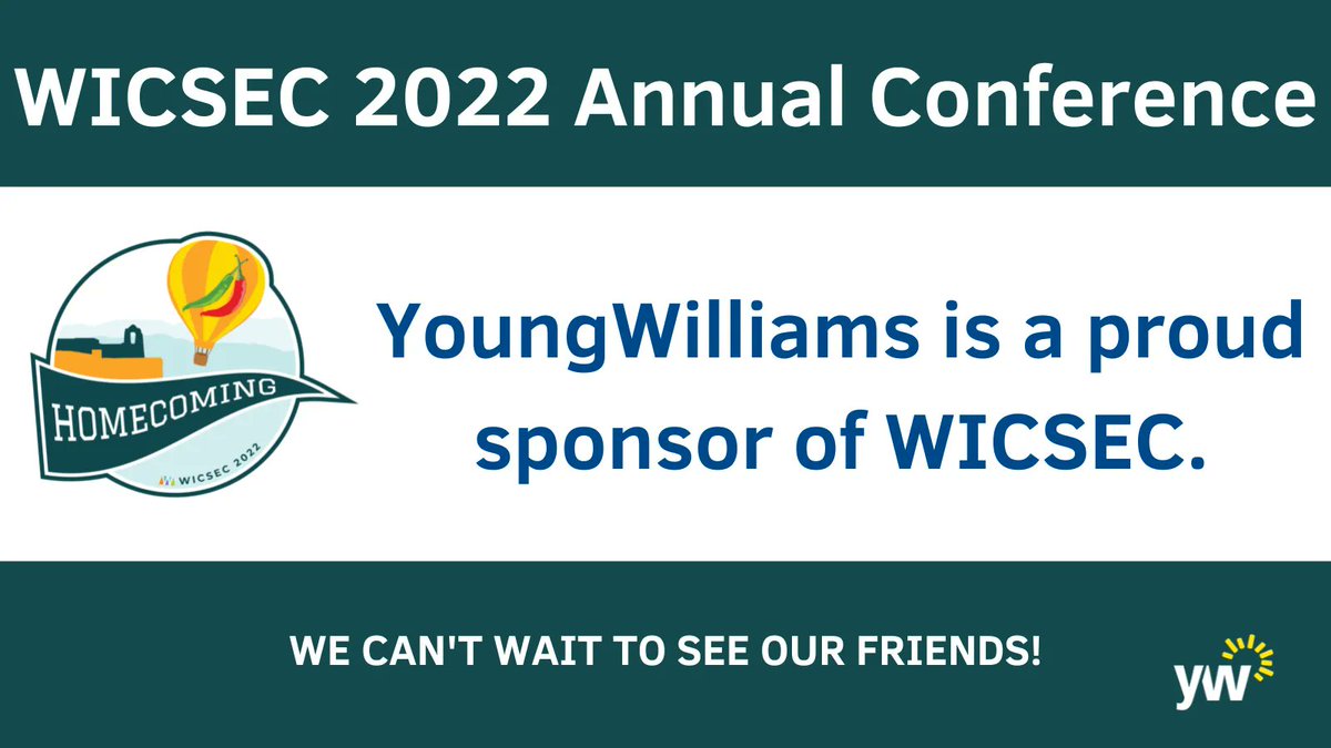 YoungWilliamsPC's tweet photo. 🗣️ COMING SOON
#YoungWilliams can't wait to join our #childsupport colleagues to listen, learn, network, and have FUN at @WICSEC1983's 2022 Annual Training Conference

💡Homecoming
📅Nov 6 - 10
📍Santa Fe, NM

#WICSEC2022 #keepWICSECweird https://t.co/YGln2OtRVi