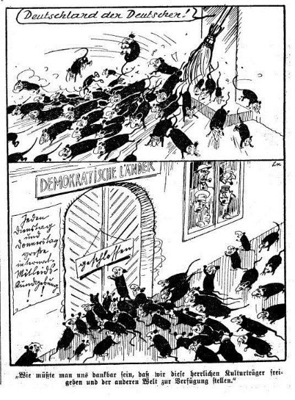 Remember every time you hear a politician speak of #refugees as invading their nation, they’re using the language, fear, hate and imagery of the Nazis. This is how they depicted Jewish refugees, as rats invading. How ever & especially in 2022 is this acceptable? #SuellaBraverman