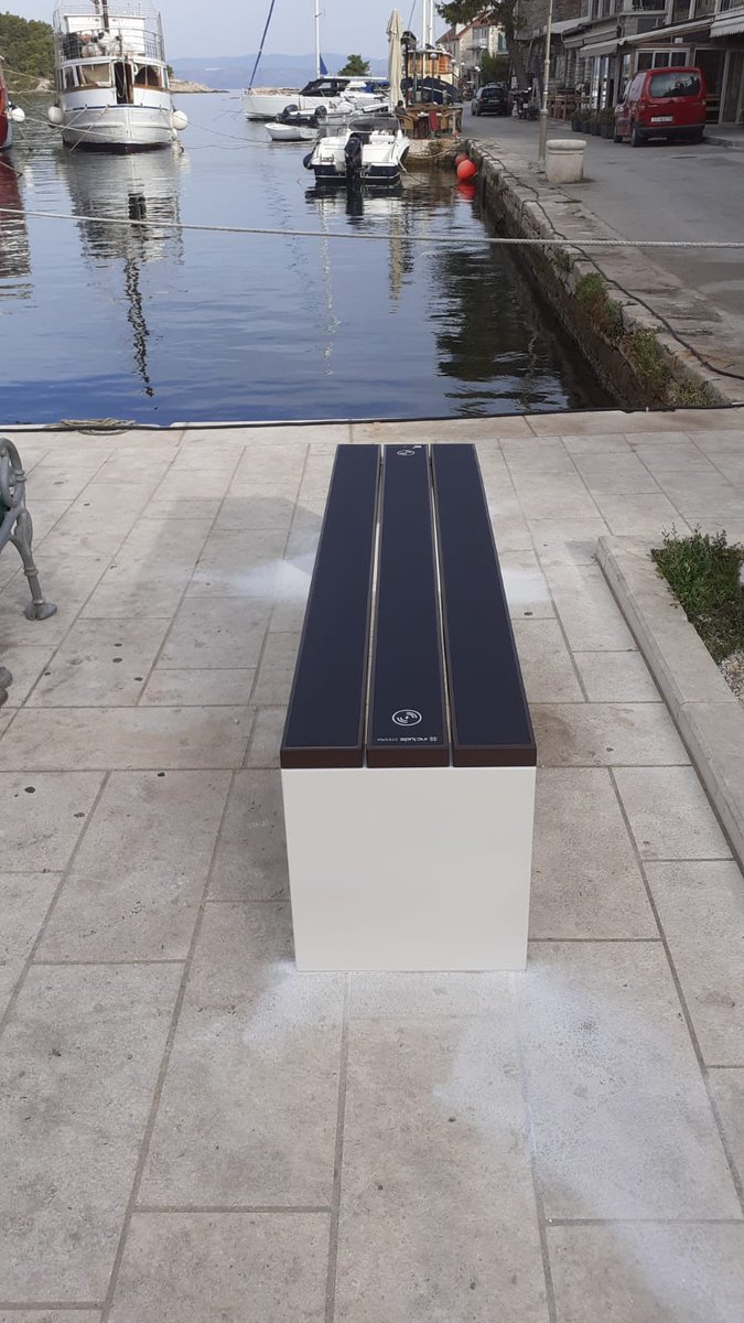include_ltd's tweet photo. Three Steora City benches are recently installed in Rogac, Stomorska, and Grohote on the charming island of Solta. #community #development #smartbench https://t.co/bkZNr2vB8E