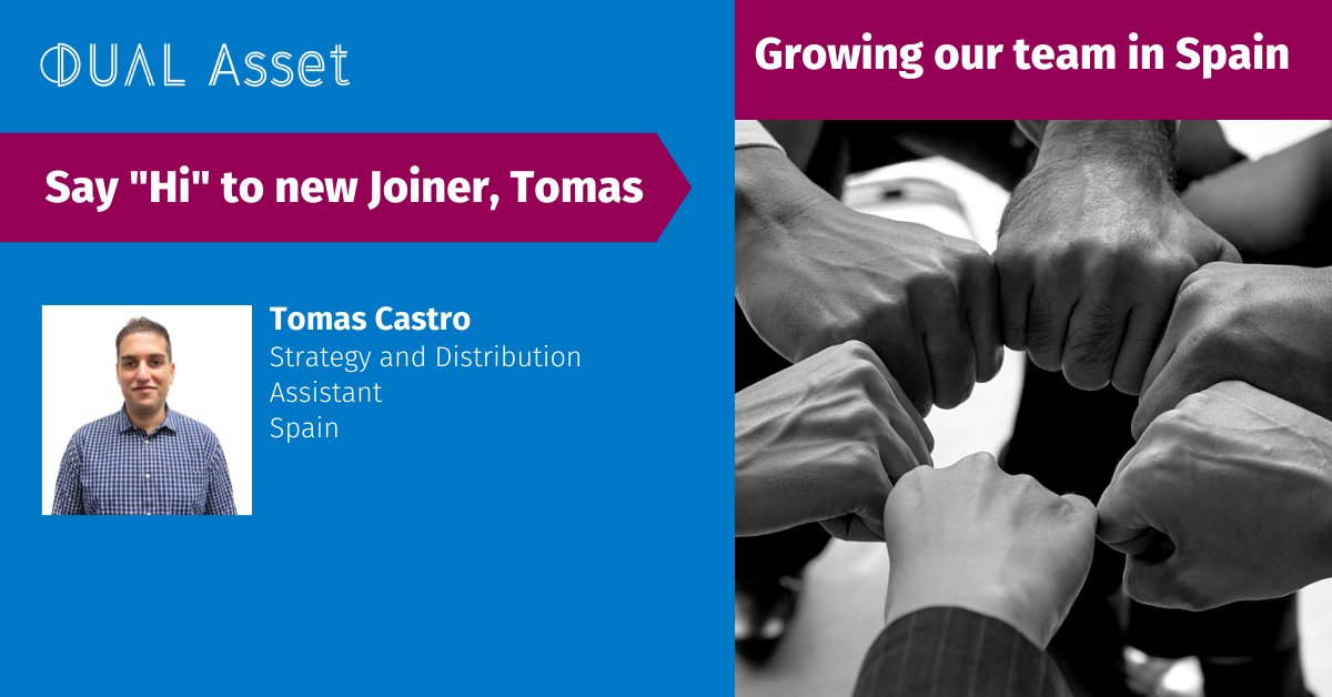 Our team in Spain is growing! 🇪🇸👏 Warm welcome to Tomas Castro who joined us as a Strategy and Distribution Assistant. He has a variety of experience in customer service, operations, and digital marketing.  Welcome to DUAL Asset!🥳
#newjoiner #welcome #spain #team #growing