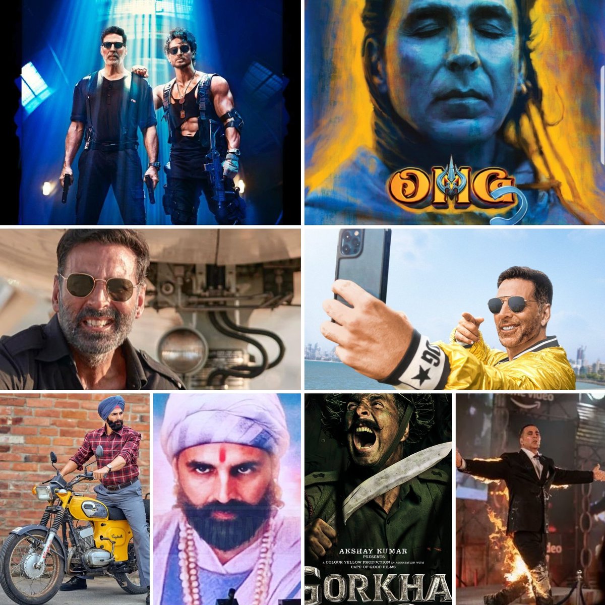 Officially confirmed Line up updated for @akshaykumar :

1. #Selfiee 24 Feb 2023
2. #OMG2
3. #SPRemake
4. #CapsuleGill
5. #VedatMaratheVeerDaudleSaat
Diwali 2023
6. #BMCM Xmas 2023
7. #Gorkha 
8. #TheEnd (Web Series)

1,3 - Remake
2,5 - Supporting
8 - Web Series
7 - Maybe shelved