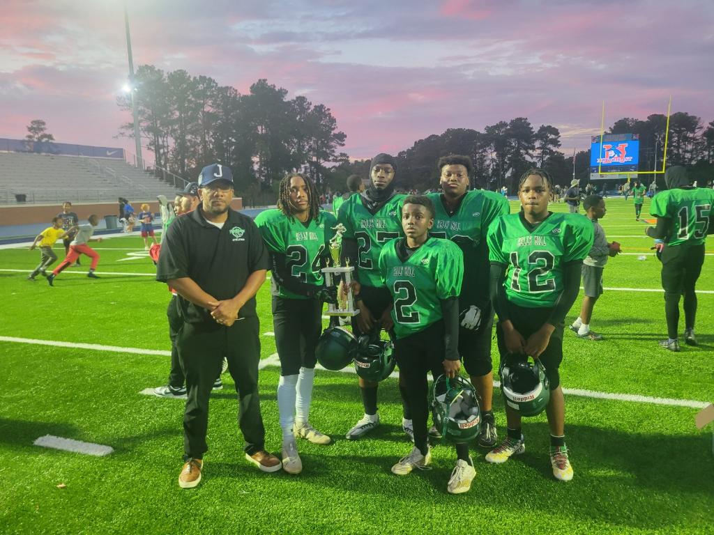 KMMPMPanthers's tweet photo. Congratulations #KMMPM Panthers! You did it again! 🗣️3rd consecutive year @RichlandTwo Middle School Football Champions! 🏆(Final Score: 21-0) #Premier job coaches, players, cheerleaders, and supporters! #threepeat #GoPanthers https://t.co/WPnIHnsocJ