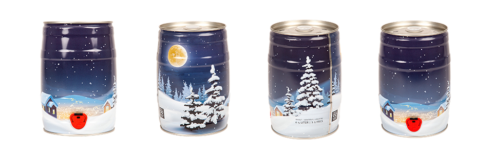 Our empty Christmas printed #minikegs are in stock ready for deliveries to brewers and cider makers. Limited pallets available. Perfect for winter and #christmasmarkets