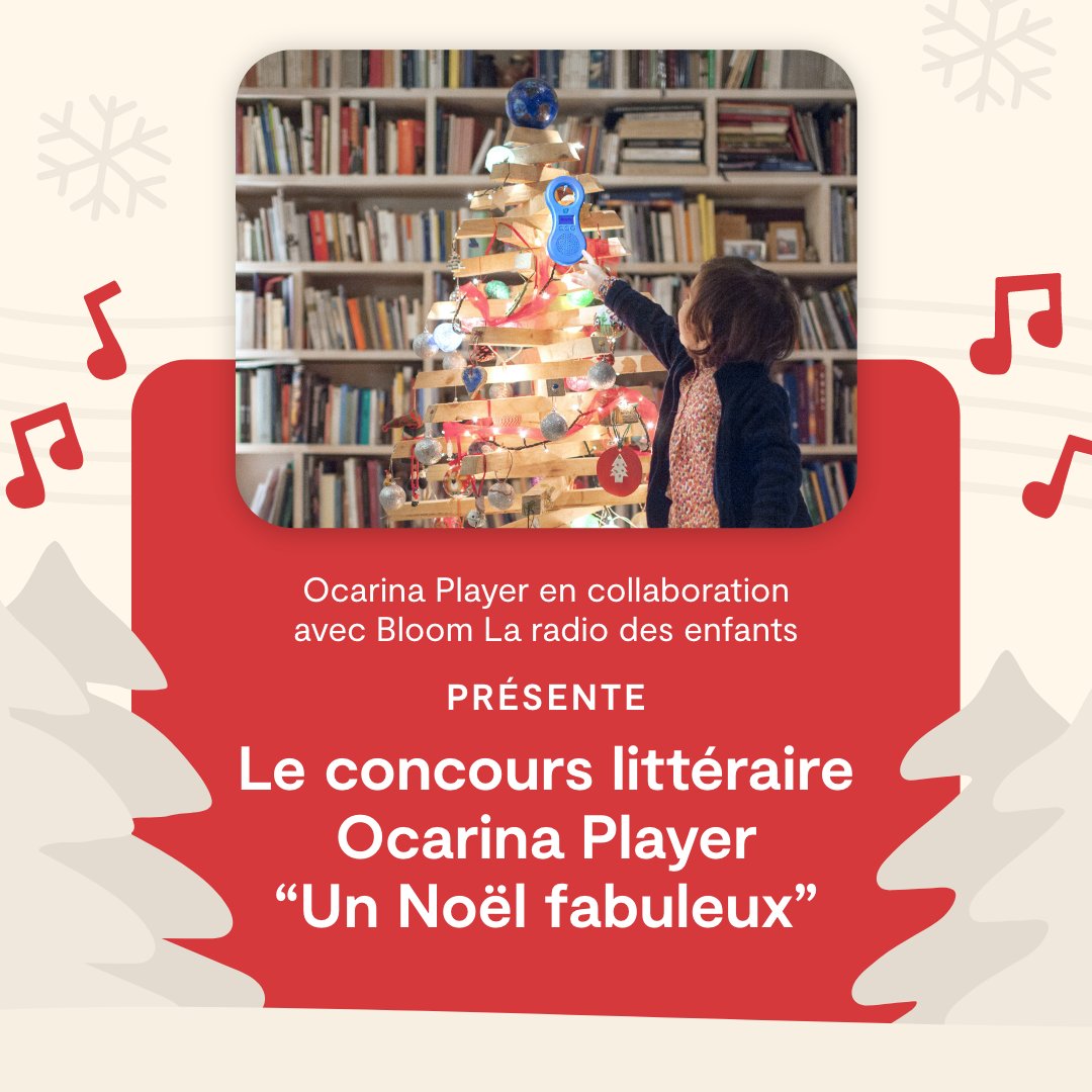 bloomprod's tweet photo. CONCOURS ! 

Le lecteur MP3 Ocarina fête ses 10 ans 🎂
 
A cette occasion, Ocarina et Bloom la radio des enfants organisent un grand concours littéraire.

Participez au concours en écrivant un conte sur la "Magie de Noël 🎄 🎅 "

Noël c'est :  les cadeaux, la famille, l'hiver... https://t.co/VPT42vElIz