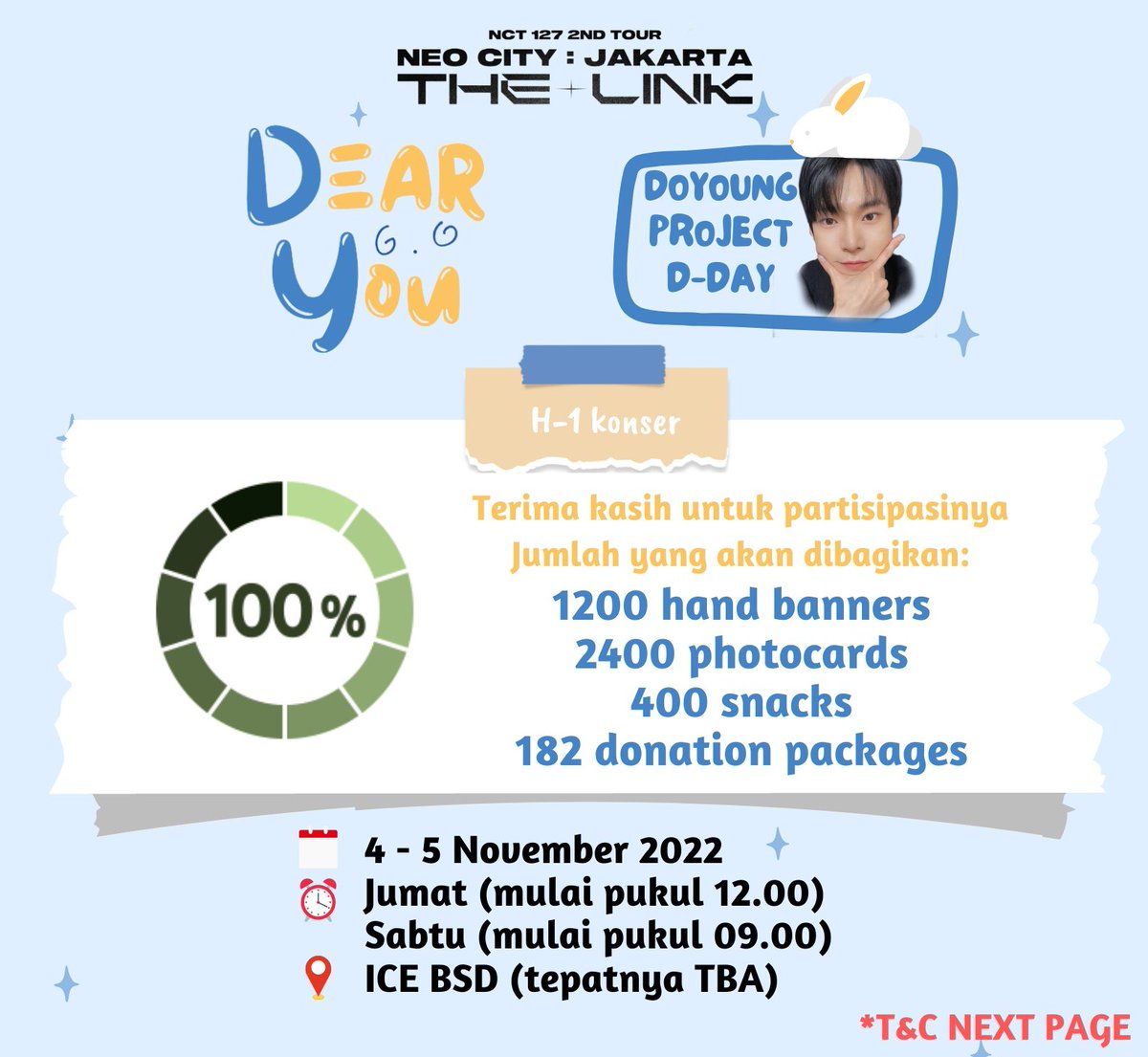 KDY_INA's tweet photo. 💙 Dear You Project 💙
 
Terima kasih atas partisipasinya! 
1200 hand banners akan dibagikan selama 2 hari. Bantu RT &amp; Like agar lebih banyak doyoung team mengetahui hal ini. See you there!💙

#도영 #DOYOUNG 
#DearYouProject #NCT127inJKT #NEOCITY_THE_LINK_JKT https://t.co/QLL4wr7Z5j
