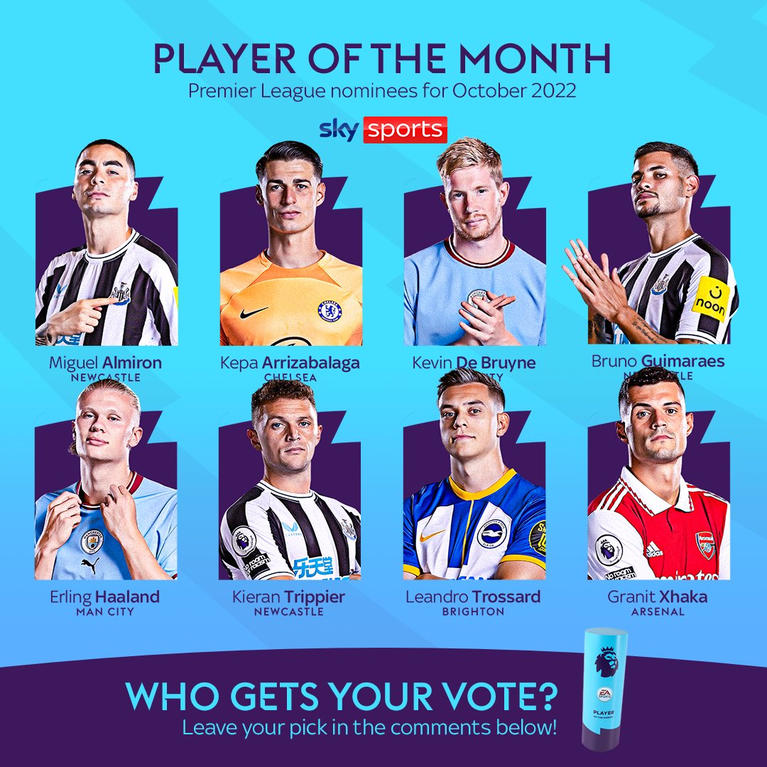 SkySportsNews's tweet photo. VOTE: The Premier League’s nominees for October’s Player of the Month award are in! 🏆🔥 https://t.co/h3ua8DJQoi