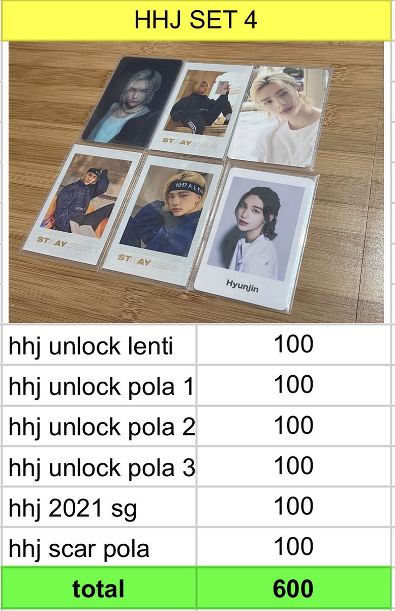 hyunedeal's tweet photo. [🛒] wts lfb ph help rt

♡ hyunjin set 4
♡ 600php
♡ all pc are in mint condi
♡ ONHAND

🌸 PAYO
🌸 https://t.co/03lVTxdnl0
🧸 reply ‘mine hhj set 4’ or dm me

🪄 skz stray kids hwang 
#hyunedealsale https://t.co/iiz8a8Gi3p