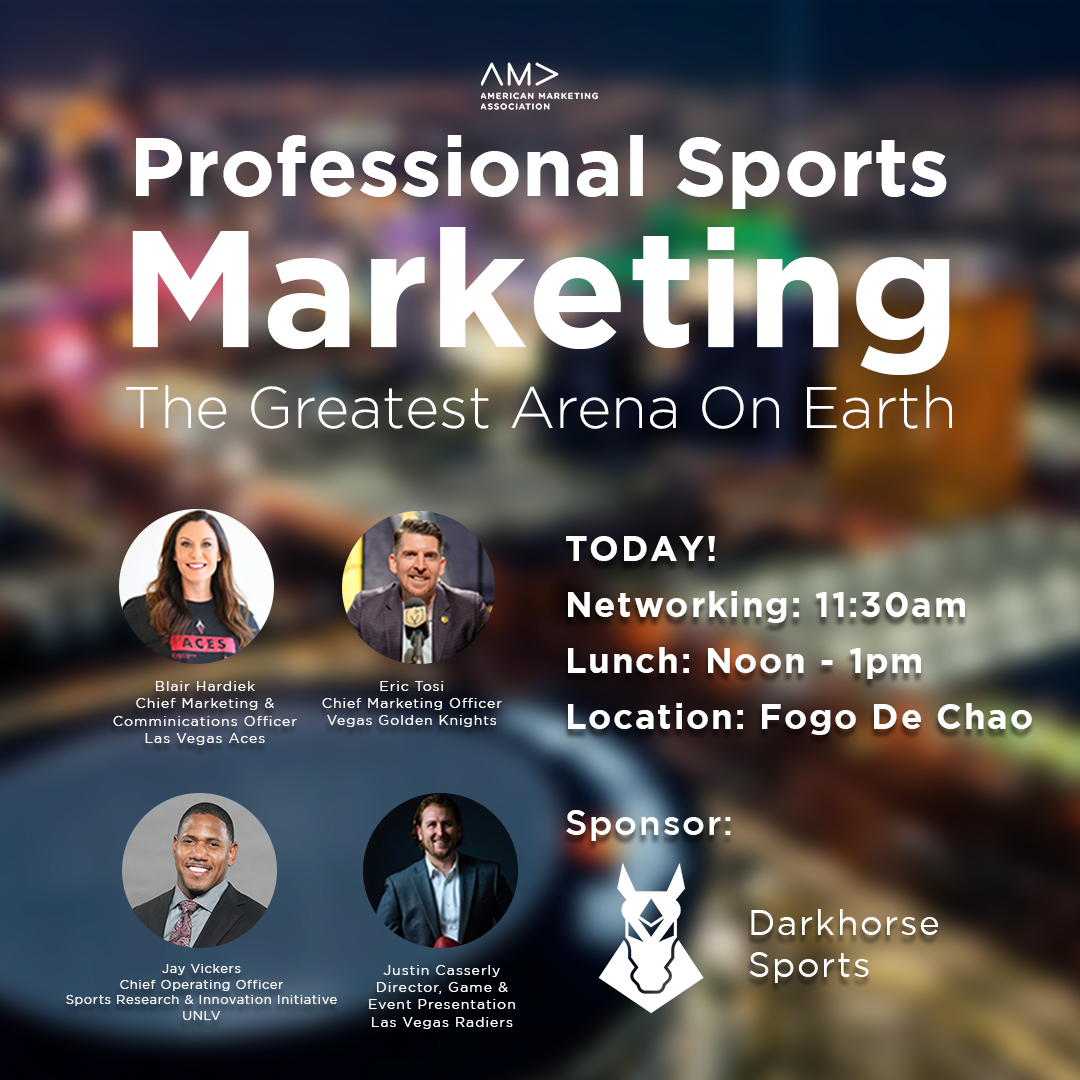 AMA Las Vegas (@amalv) on Twitter photo 🚨 Last call!! 🚨
We’ve added two new speakers to today’s luncheon, get in while you can and join us as we talk about sports marketing with experts from the <a href="/LVAces/">Las Vegas Aces</a>, <a href="/GoldenKnights/">Vegas Golden Knights</a>, <a href="/Raiders/">Las Vegas Raiders</a> and <a href="/UNLV/">UNLV</a> Sports Research.
bit.ly/AMASportsMarke… 🚨 Last call!! 🚨
We’ve added two new speakers to today’s luncheon, get in while you can and join us as we talk about sports marketing with experts from the <a href="/LVAces/">Las Vegas Aces</a>, <a href="/GoldenKnights/">Vegas Golden Knights</a>, <a href="/Raiders/">Las Vegas Raiders</a> and <a href="/UNLV/">UNLV</a> Sports Research.
bit.ly/AMASportsMarke…