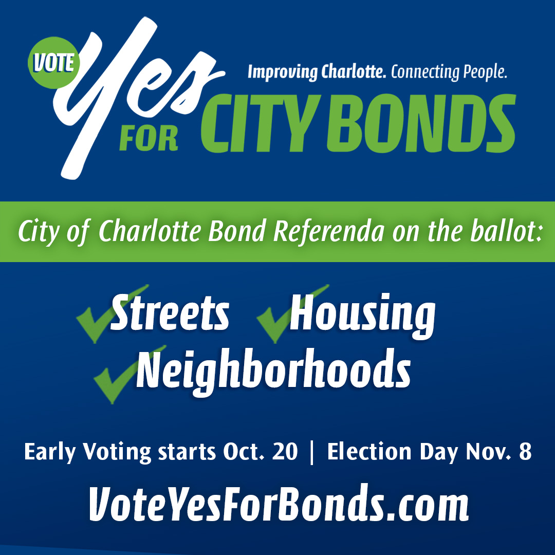 As we near #ElectionDay we are focusing on the $226 million Charlotte city bond package on the ballot. 

In our new podcast, find out how voting 'yes' could help improve neighborhoods from University City to Ballantyne - charlotteregion.co/CityBondsPod20…