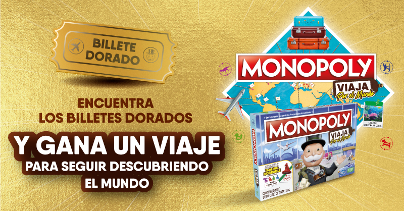 es_monopoly's tweet photo. ¡GANA UN VIAJE PARA SEGUIR DESCUBRIENDO EL MUNDO CON MONOPOLY VIAJA POR EL MUNDO! Encuentra un billete dorado en su interior