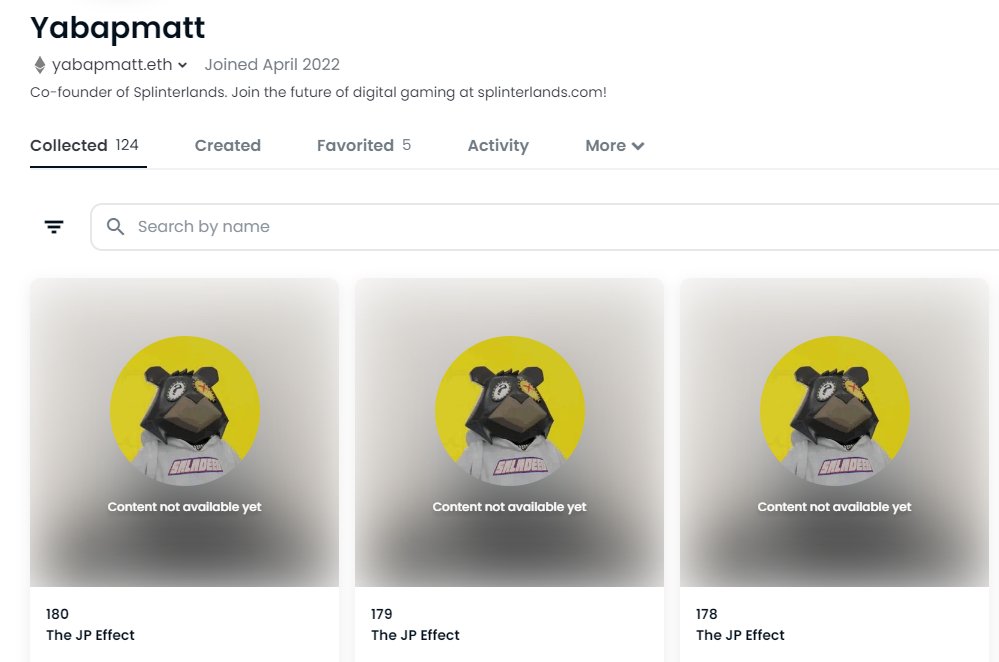 Yabapmatt (@yabapmatt) on Twitter photo Just minted my three <a href="/the_jpeffect/">JP the Money Bear</a> NFTs from <a href="/Kingsaladeenart/">kingsaladeen.eth</a> - amazing artist and person working for some really great causes. Be sure to check it out if you haven't yet!
Also gearing up to mint a whole bunch of #Runi in just over an hour...big day for NFTs! Just minted my three <a href="/the_jpeffect/">JP the Money Bear</a> NFTs from <a href="/Kingsaladeenart/">kingsaladeen.eth</a> - amazing artist and person working for some really great causes. Be sure to check it out if you haven't yet!
Also gearing up to mint a whole bunch of #Runi in just over an hour...big day for NFTs!