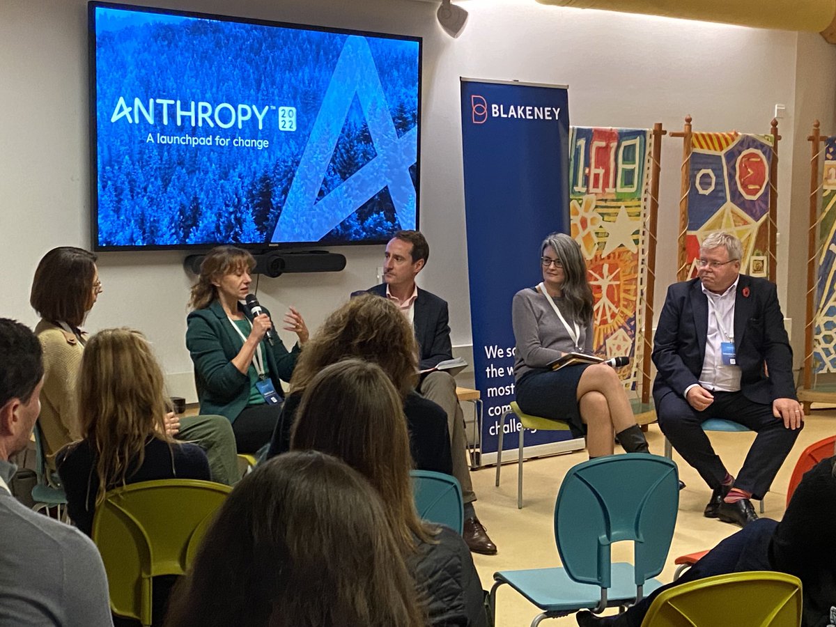 Two people I am fond of, Seb Munden and Sarah Gillard, CEO of ⁦<a href="/Blueprint4Biz/">Blueprint 4 Business</a>⁩ talking at #Anthropy about a topic I am passionate about - business as a force for social change.