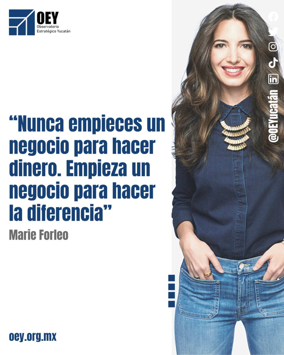 oeyucatan's tweet photo. Marie Forleo (Nueva Jersey 1975) Es fundadora de Marie Forleo International. Nombrada por Oprah como la líder del pensamiento de la nueva generación. Ha publicado libros como “Everything is Figureoutable”.
#observatorioyucatan #oey #oeyinforma #frases #marieforleo https://t.co/Py9gUCOJvm
