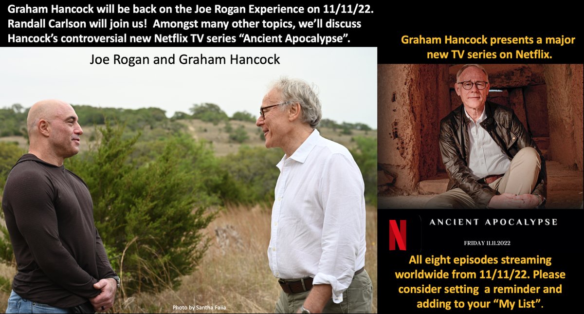 Join us on the <a href="/joerogan/">Joe Rogan</a> Experience on 11/11/22. We'll discuss my new 8-episode Netflix TV series  which launches on the same day: netflix.com/title/81211003. Please consider setting a reminder and adding the series to your "My List". Official trailer here: youtube.com/watch?v=DgvaXr…