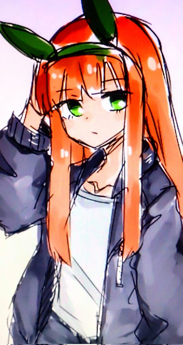 silence suzuka (umamusume) 1girl animal ears solo horse ears green eyes orange hair long hair  illustration images