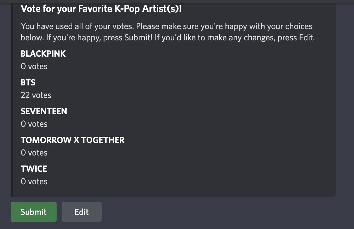 don't forget to vote for bts on discord, it’s for the kpop category and many fandoms are eyeing the same award. max out your 22 votes for bts! 🔗 discord.gg/AMAs [#BTS FAVORITE K-POP ARTIST #AMAs]