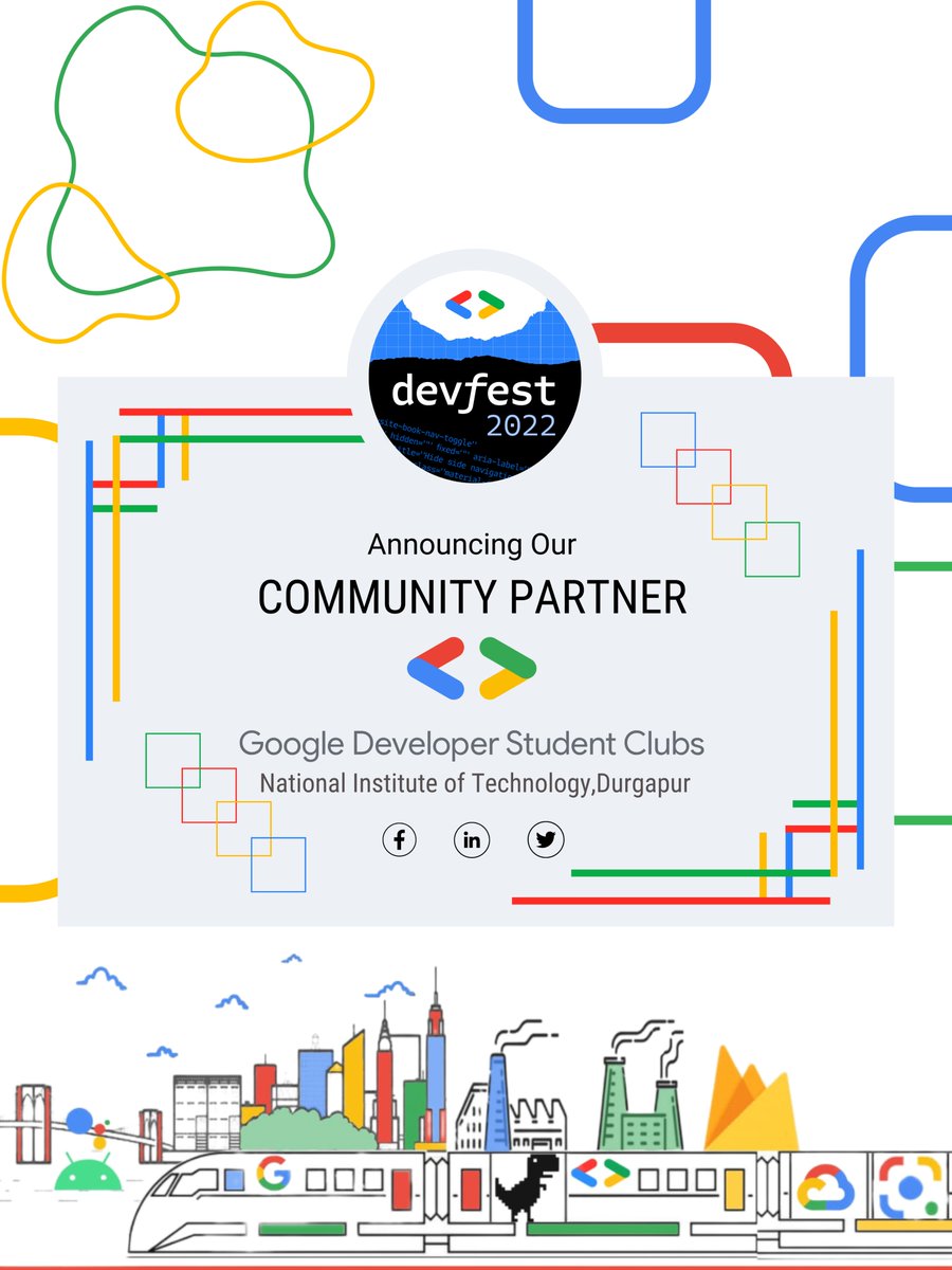 We are delighted to announce that GDSC NIT Durgapur is now our community partner for #DevFest Durgapur 2022! 🥳

We want to thank you for partnering with us! 🤝

Check out updates for DevFest #Durgapur 2022👇🏻
gdgdurgapur.in

#gdgdurgapur #devfestdurgapur #devfest2022