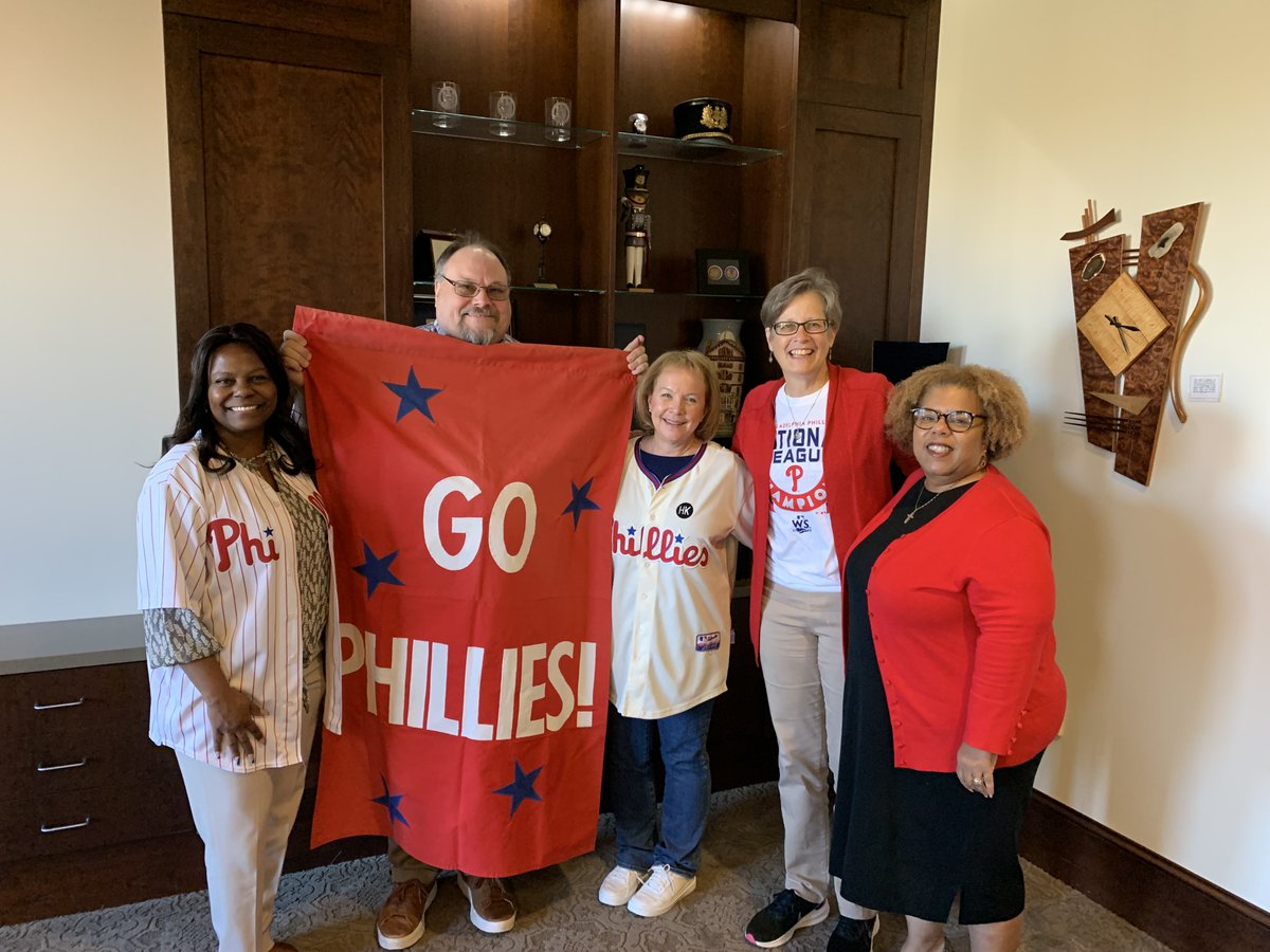 We've got Pride... Phillies Pride ❤️💙💛 

Across campus our students, faculty, staff &amp; administrative leaders are showing the love for the Fightins ⚾️

We're ready for Game 5. Let's Go Phils!! 

#RingTheBell #Phillies #DancingOnOurOwn #HometownPride
