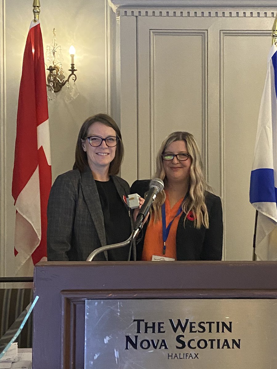 NSFM tradition has our outgoing President swap lapel pins with the incoming President. President <a href="/BCBporthawk/">Mayor Chisholm-Beaton</a> and Past President @MayorMcDougall just made the exchange official. Congratulations to both!