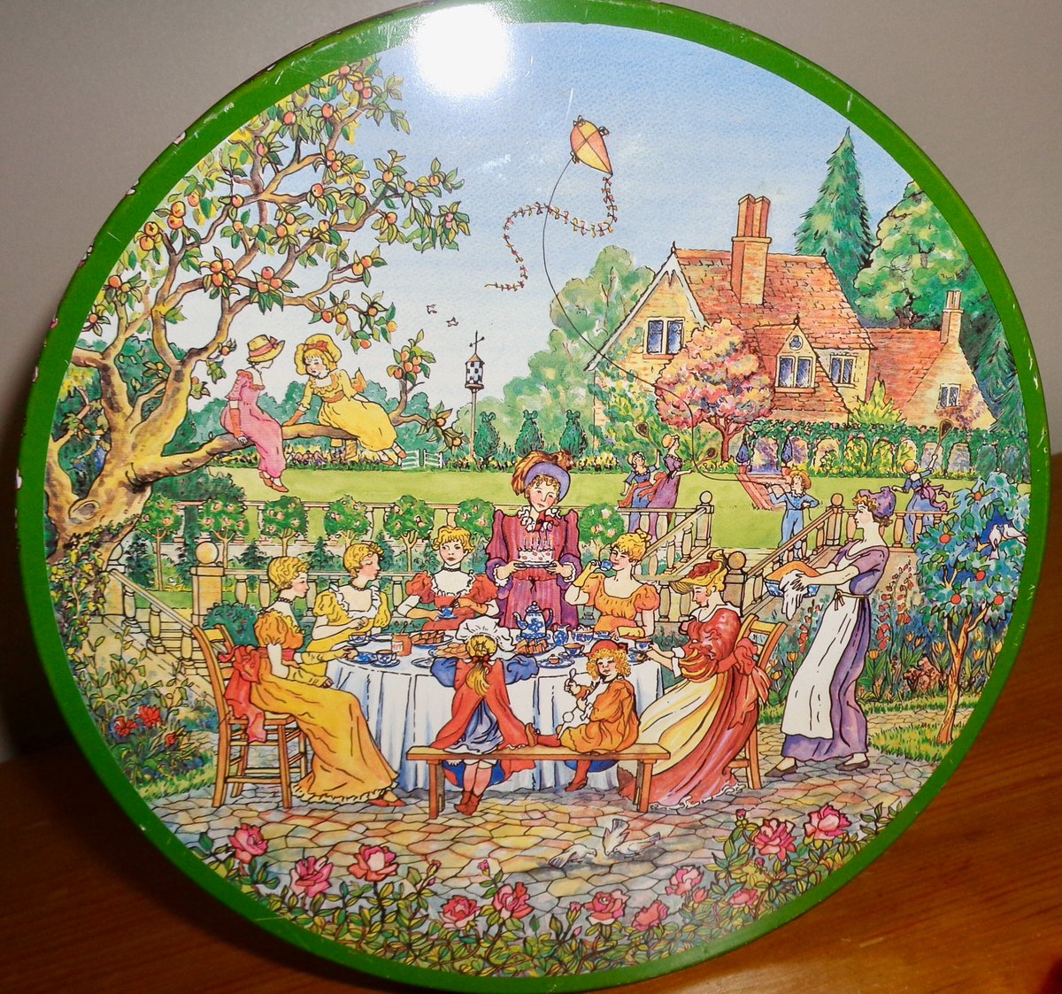 1980 Huntley And Palmer Rude Edwardian Garden Party Biscuit Tin etsy.me/3FI8lUo #kitchenaccessories #shelfsitter #storagetin #vintage #advertising #collectibletin #mullardantiques #biscuittin #huntleyandpalmer #risque